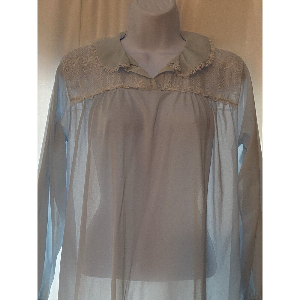 Vintage Light Blue Size 36 Night Gown Slipover Robe Carol Brent Lingerie